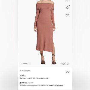 Izayla off the shoulder two tone dress